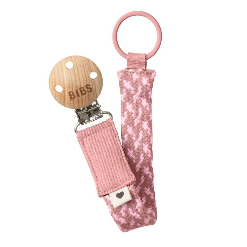 BIBS Accessories - Paci Braid Pacifier Clip - Dusty Pink/Baby Pink