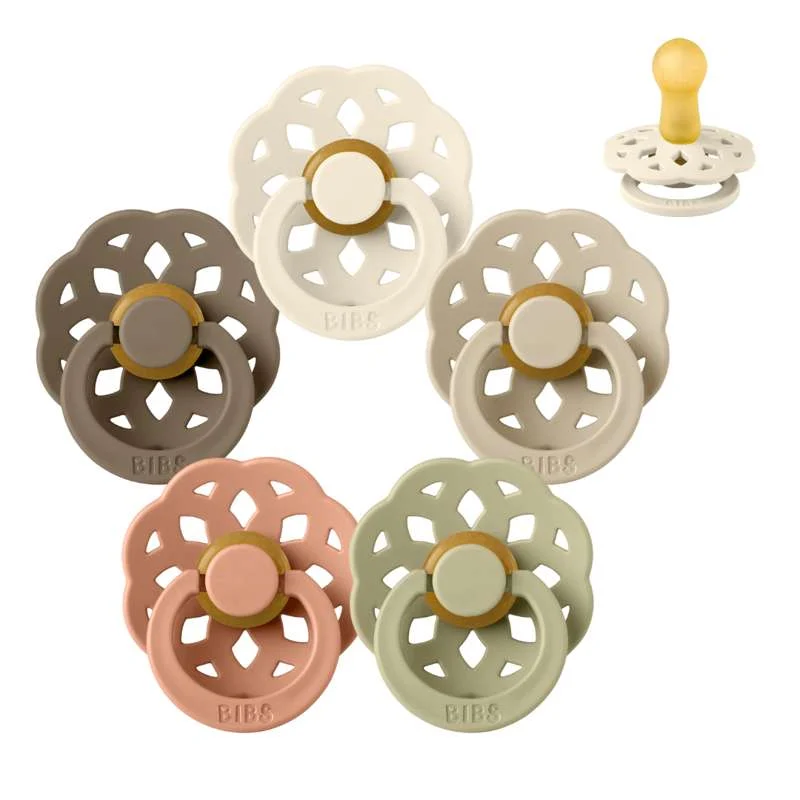 BIBS Round Boheme Pacifier - bundle - 5 pcs. - sz. 2 - Gentle Autumn
