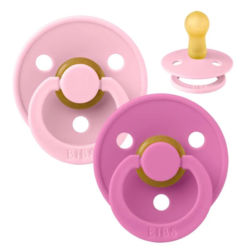 Bibs Round Colour Pacifier - 2-Pack - sz. 2 - natural tpr - Baby Pink/Bubblegum