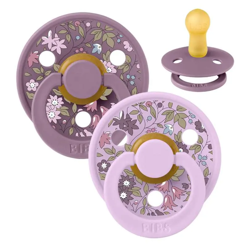 Bibs Round Colour Pacifier - 2-Pack - sz. 2 - natural tpr - Liberty - Chamomile Lawn/Violet Sky Mix