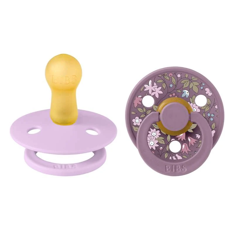Bibs Round Colour Pacifier - 2-Pack - sz. 2 - natural tpr - Liberty - Chamomile Lawn/Violet Sky Mix