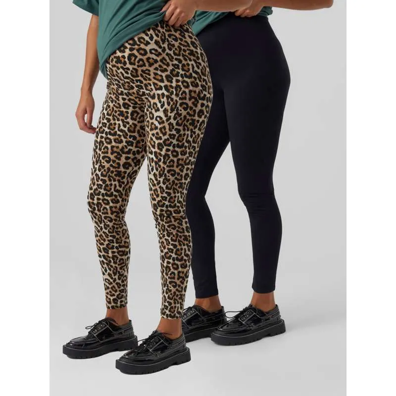 Mamalicious MLSANNI Graviditets-Leggings - 2-pak - Sort/Leopard Xs