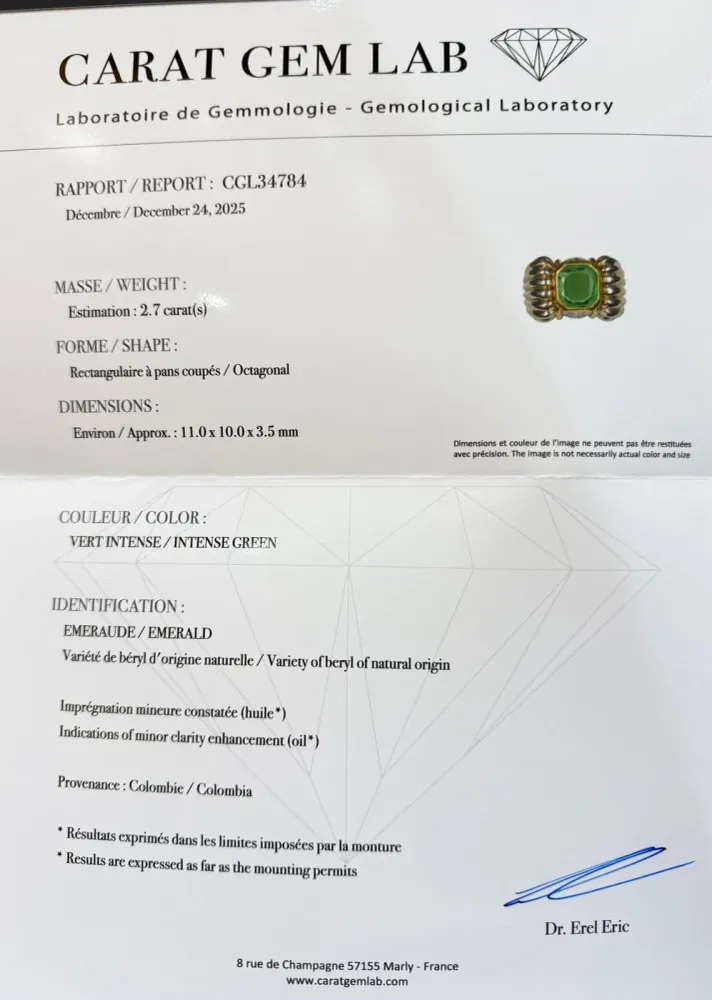 Старинен пръстен от жълто злато 18 карата и колумбийски изумруд