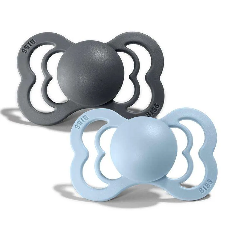 Bibs Supreme Биберон - 2-Pack - р-р 1 - Силикон - Желязо/Бебешко синьо