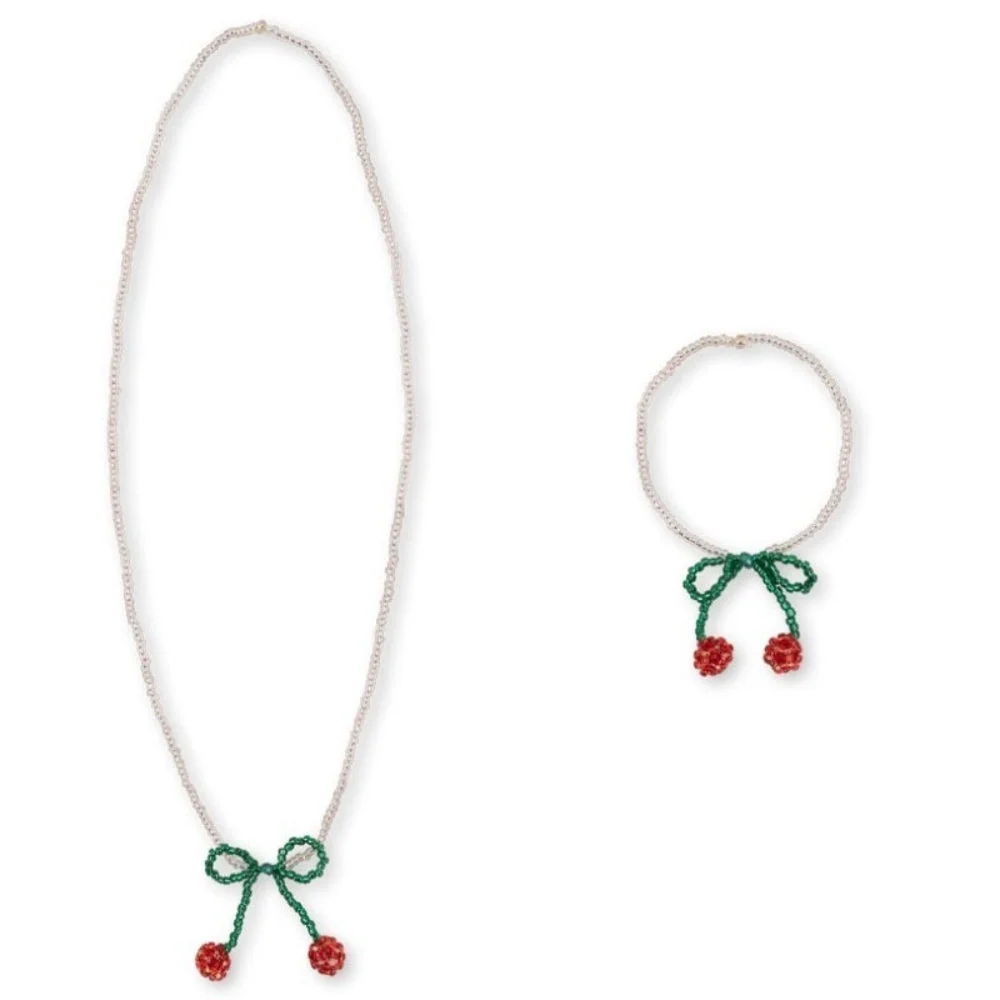 Комплект бижута за деца Konges Slojd колие и гривна Pearly Cherry