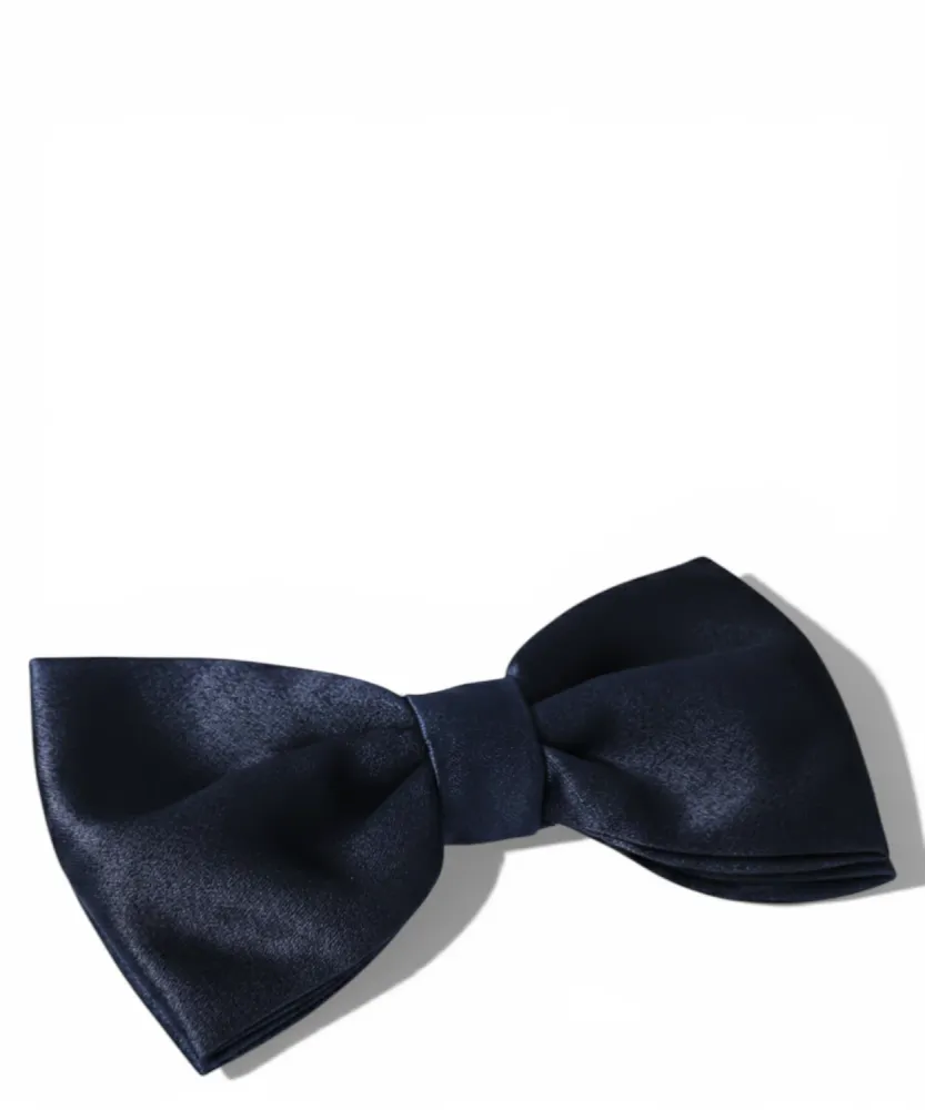 Classic Adjustable Blue Satin Bow Tie Elegant Occasions
