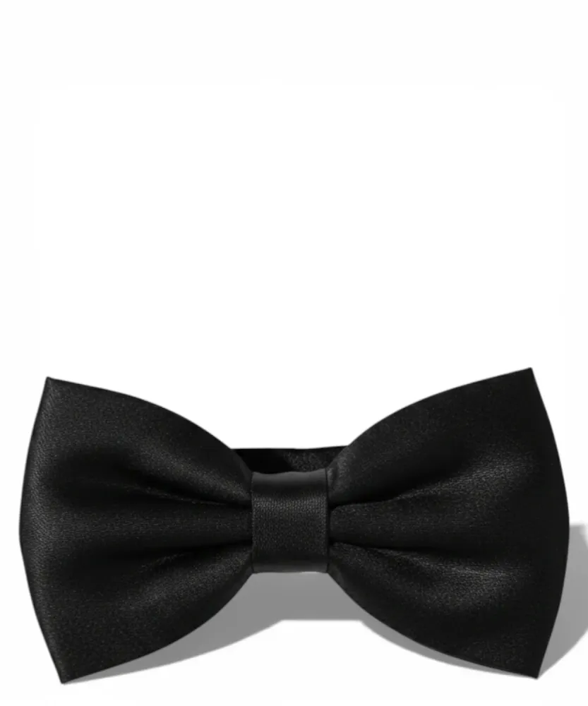 Classic Black Adjustable Satin Bow Tie Men