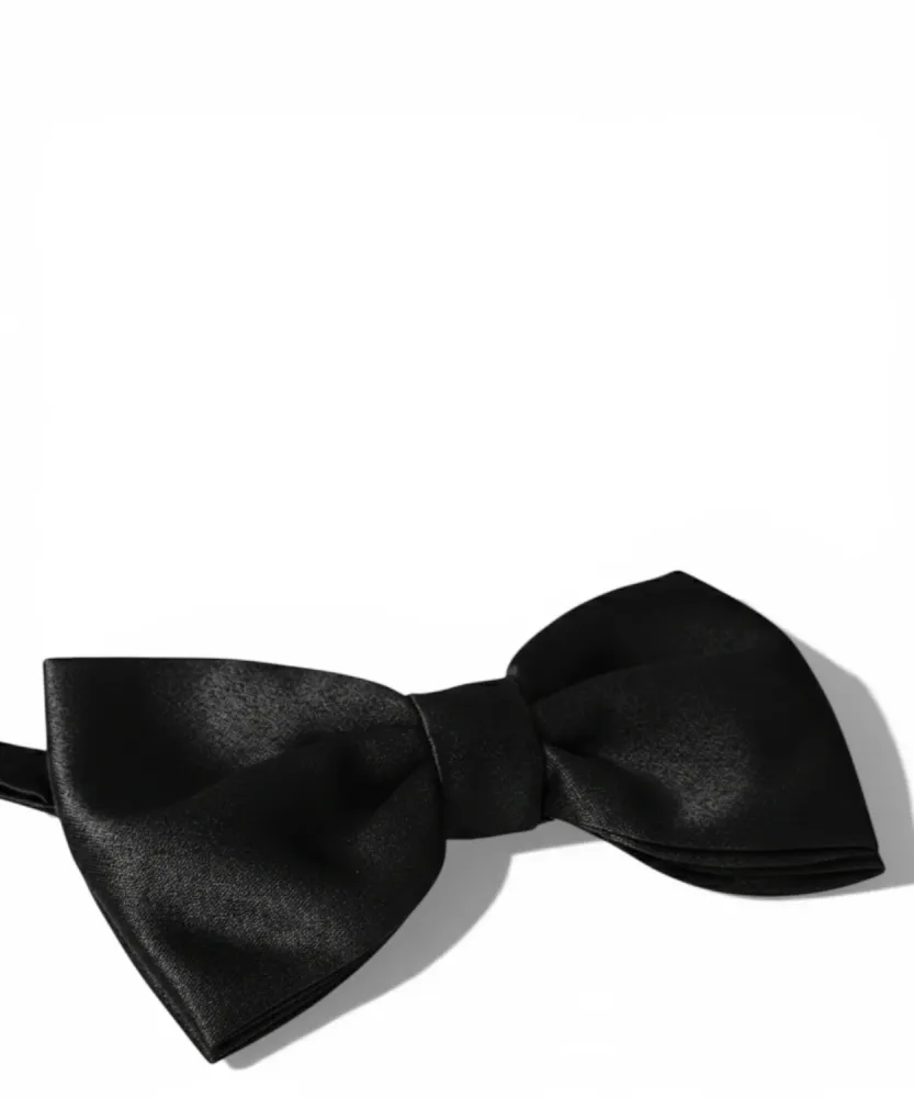 Classic Black Adjustable Satin Bow Tie Men