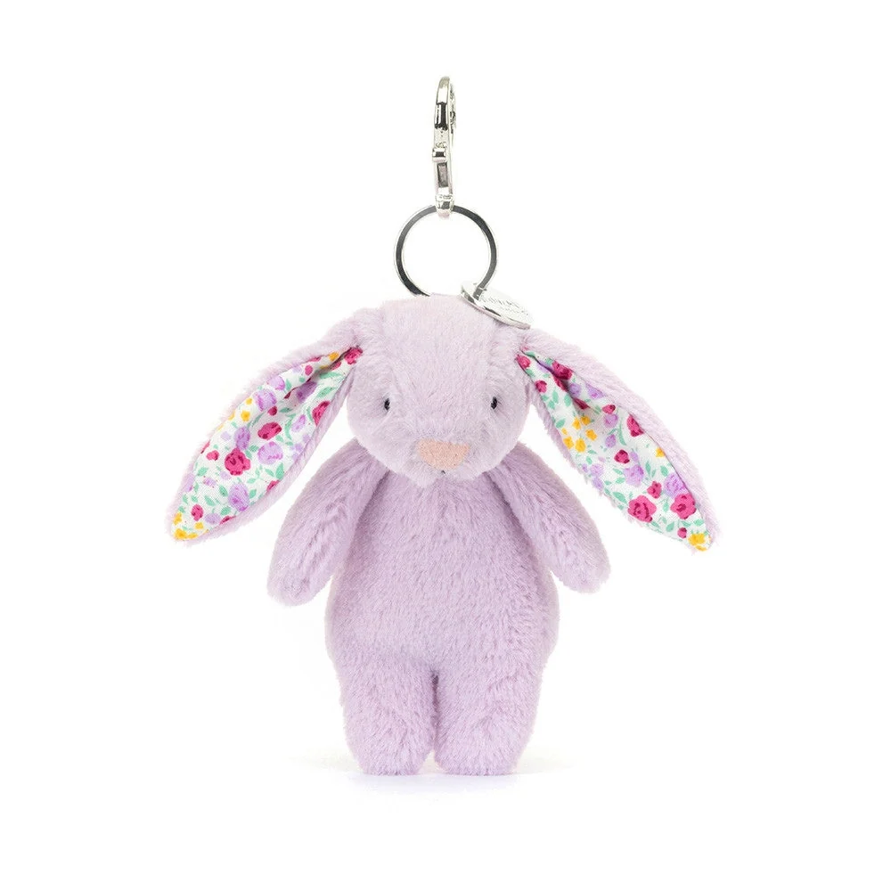 Jellycat бебешки заек ключодържател лилав с цветни ушички 17 см