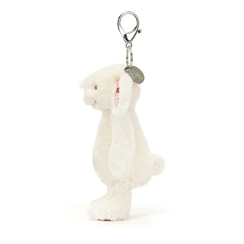 Jellycat бебешко зайче ключодържател с цветни ушички крем "ягода" 18 см