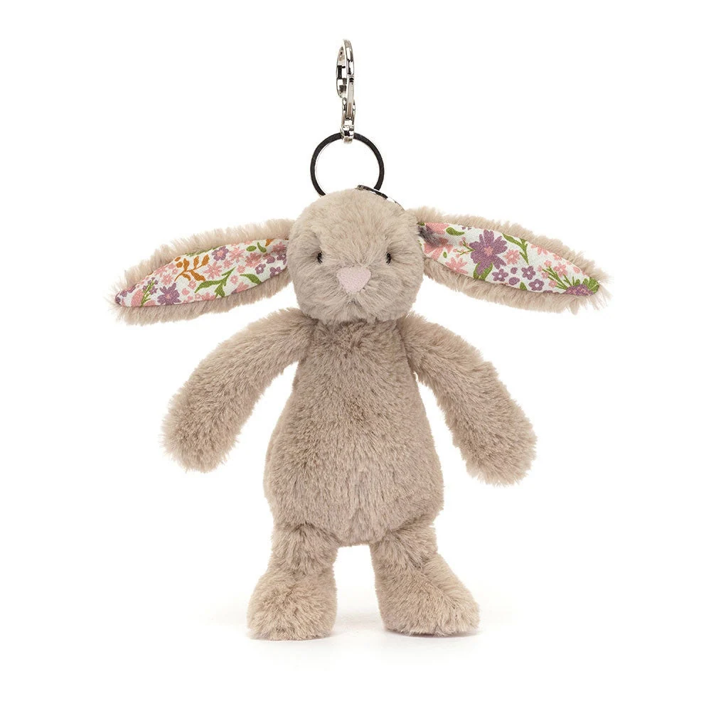 Jellycat Бебешко зайче ключодържател с цветни уши Бежово "венчелистче" 18 см