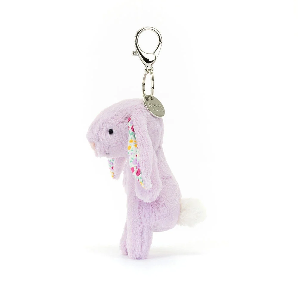 Jellycat бебешки заек ключодържател лилав с цветни ушички 17 см