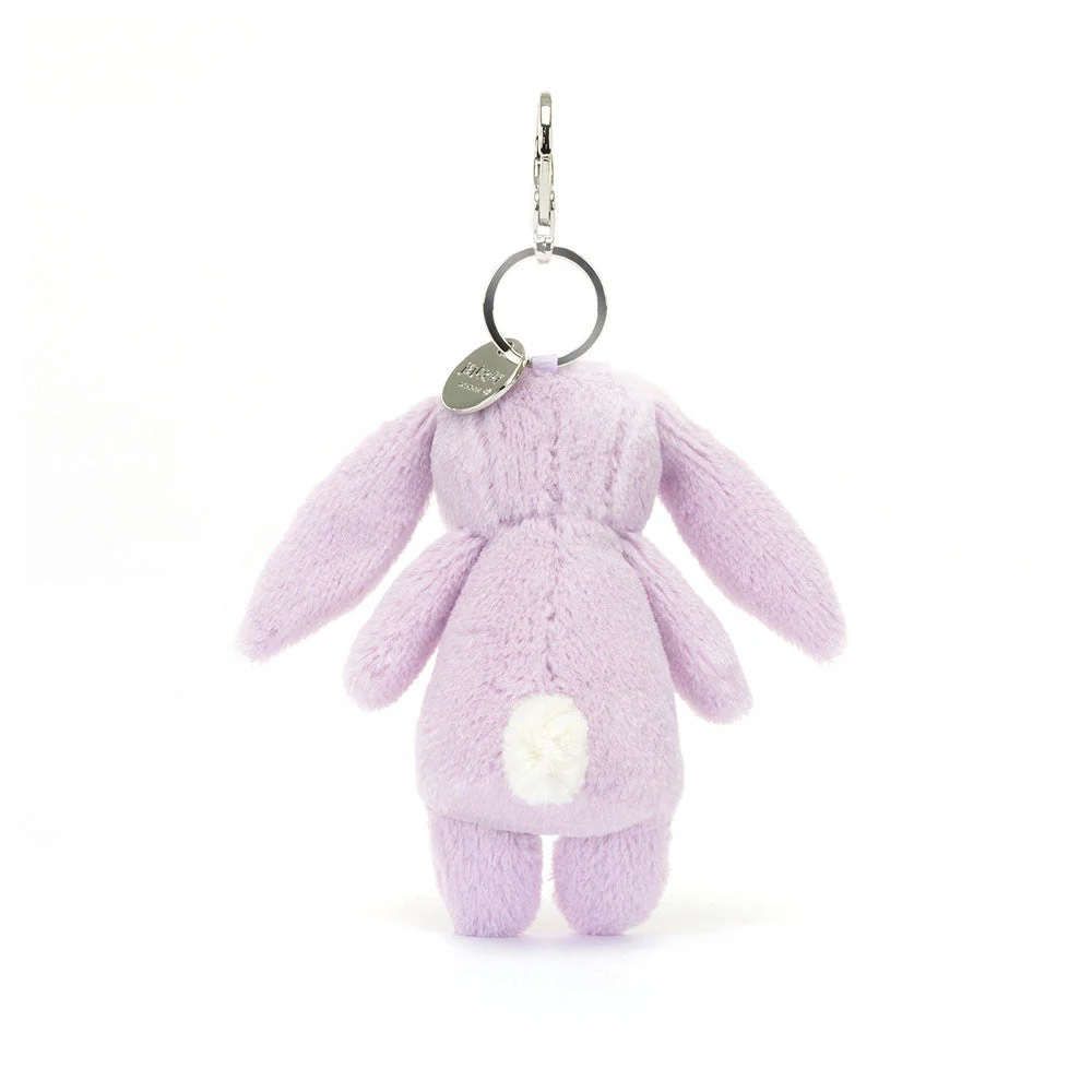 Jellycat бебешки заек ключодържател лилав с цветни ушички 17 см