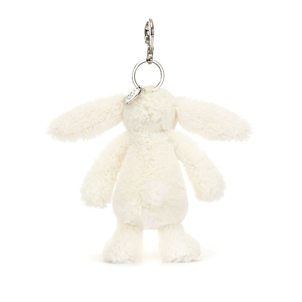 Jellycat бебешко зайче ключодържател с цветни ушички крем "ягода" 18 см