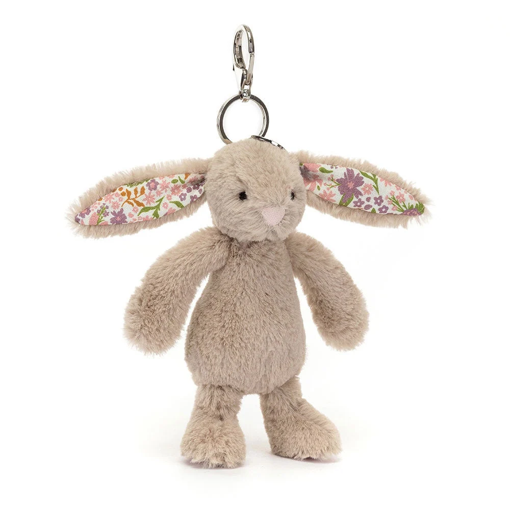 Jellycat Бебешко зайче ключодържател с цветни уши Бежово "венчелистче" 18 см