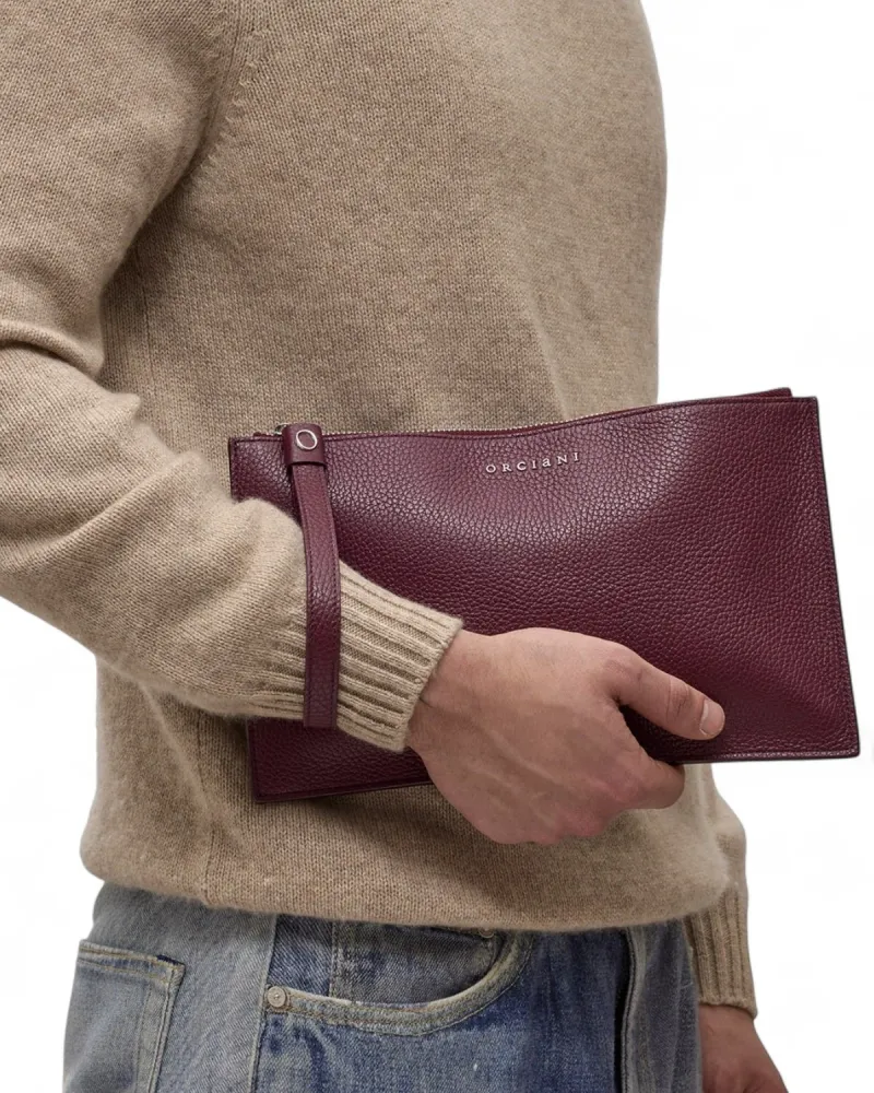 Large Micron Leather Pouch Wristlet and RFID