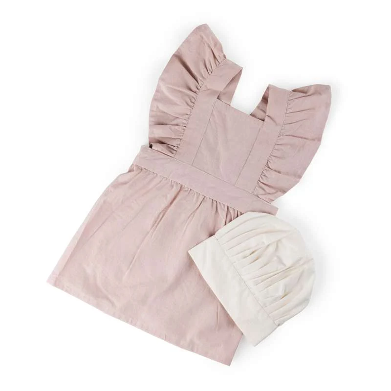 Sebra Children's apron chef hat - Dusty Pink/Classic White