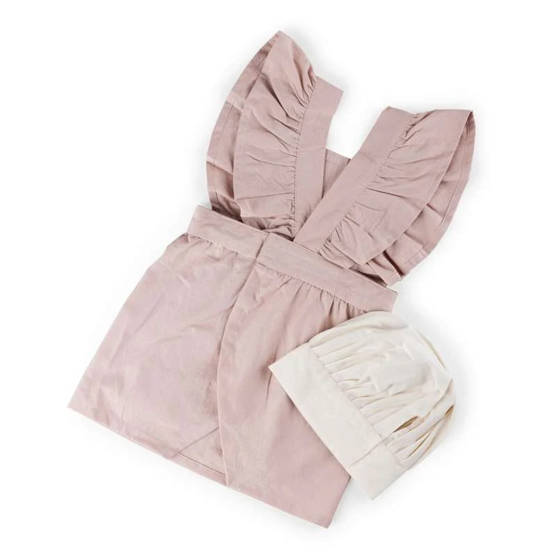 Sebra Children's apron chef hat - Dusty Pink/Classic White