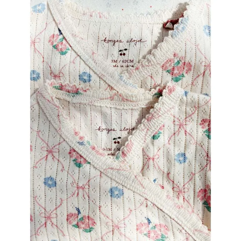 Регулируем талия Konges Sløjd Minnie Romper - Newborn - GOTS - Fleur Decor