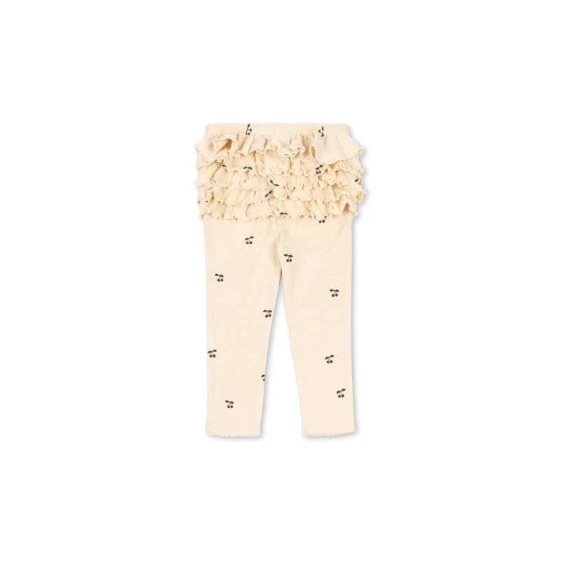 Еластични легинси Konges Sløjd Sui Pants Ruffles - GOTS - Cherry