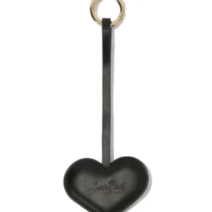 Heart-shaped leather bag charm logo