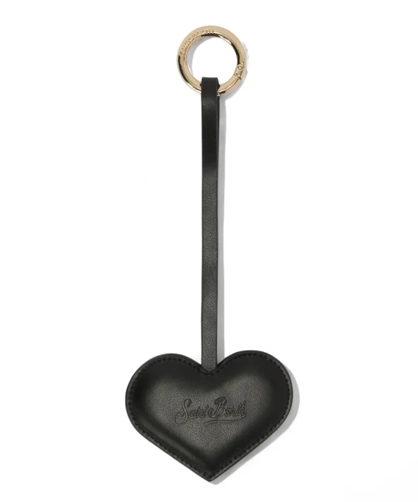 Heart-shaped leather bag charm logo