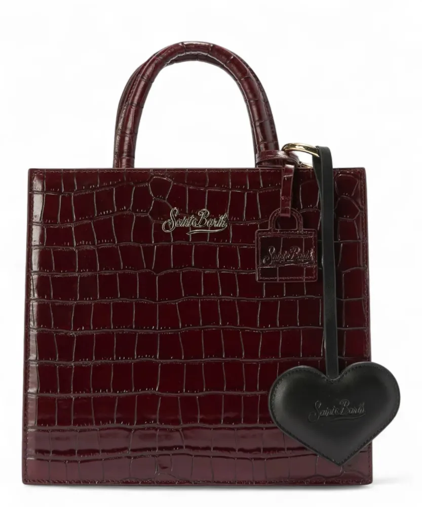 Heart-shaped leather bag charm logo