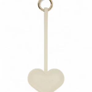 Leather heart bag charm logo