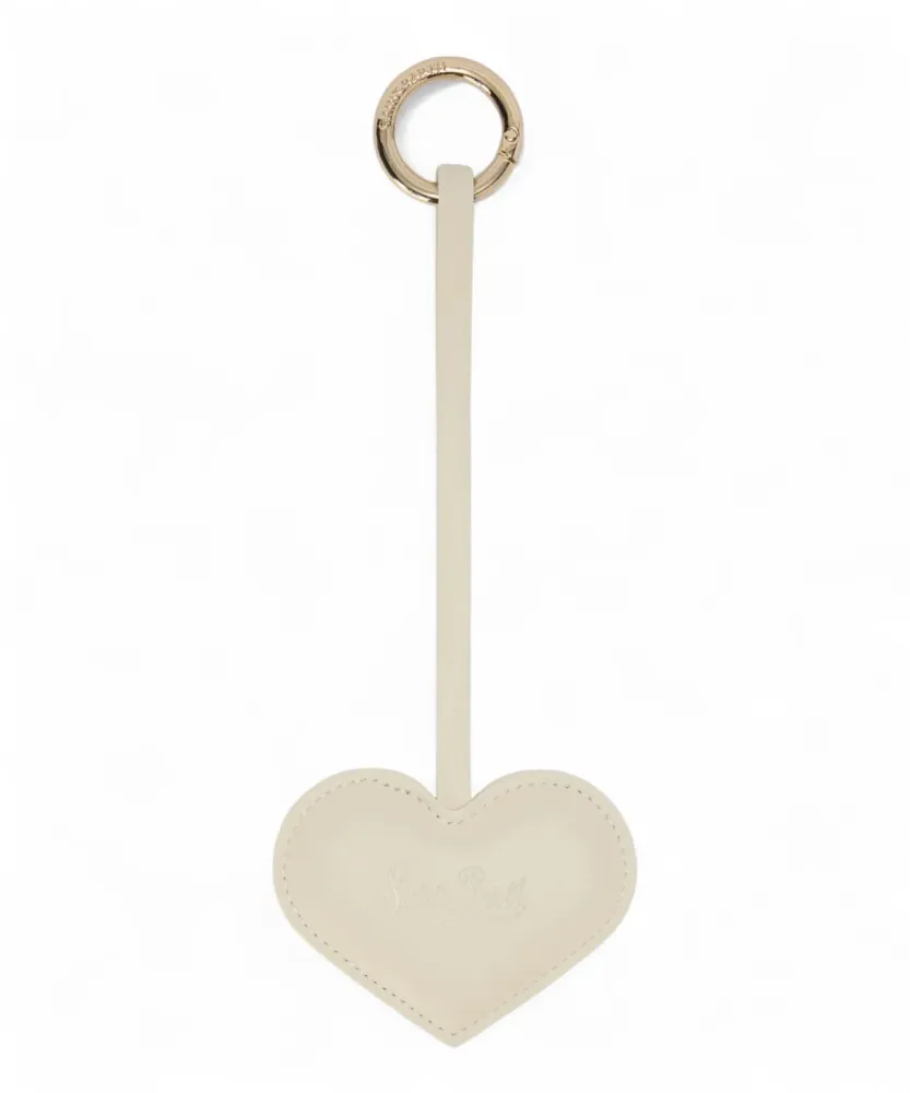 Leather heart bag charm logo