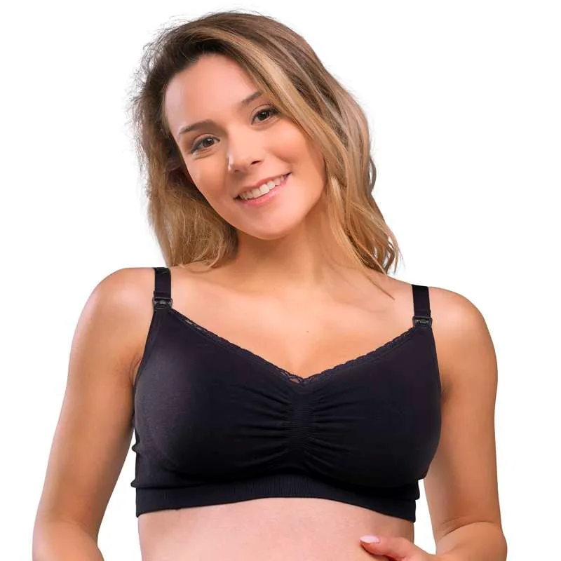 Carriwell New Mum - Seamless Organic Nursing Bra (Black) Medium
