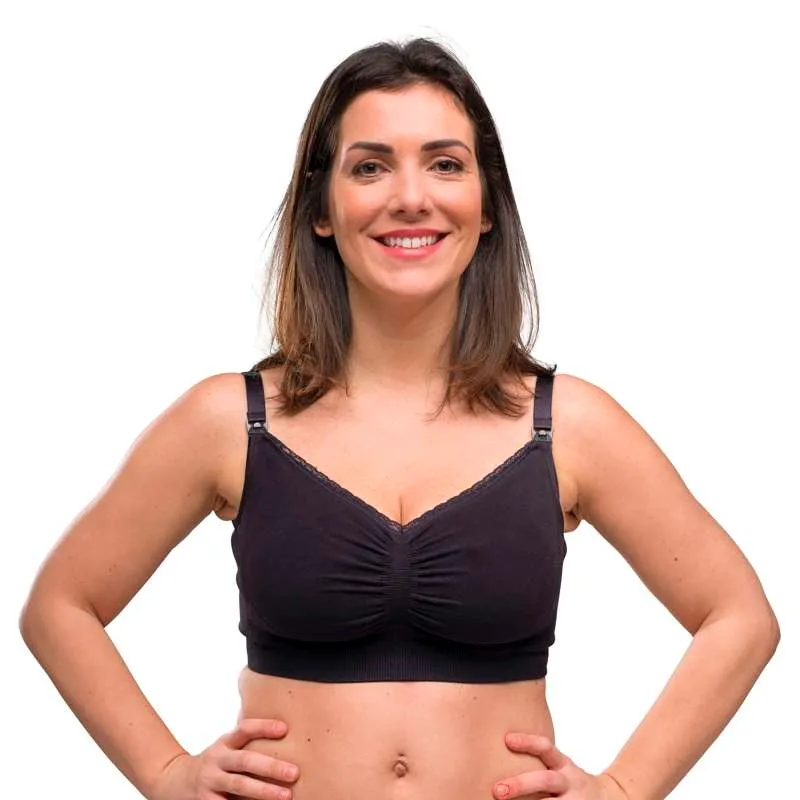 Carriwell New Mum - Seamless Organic Nursing Bra (Black) Medium
