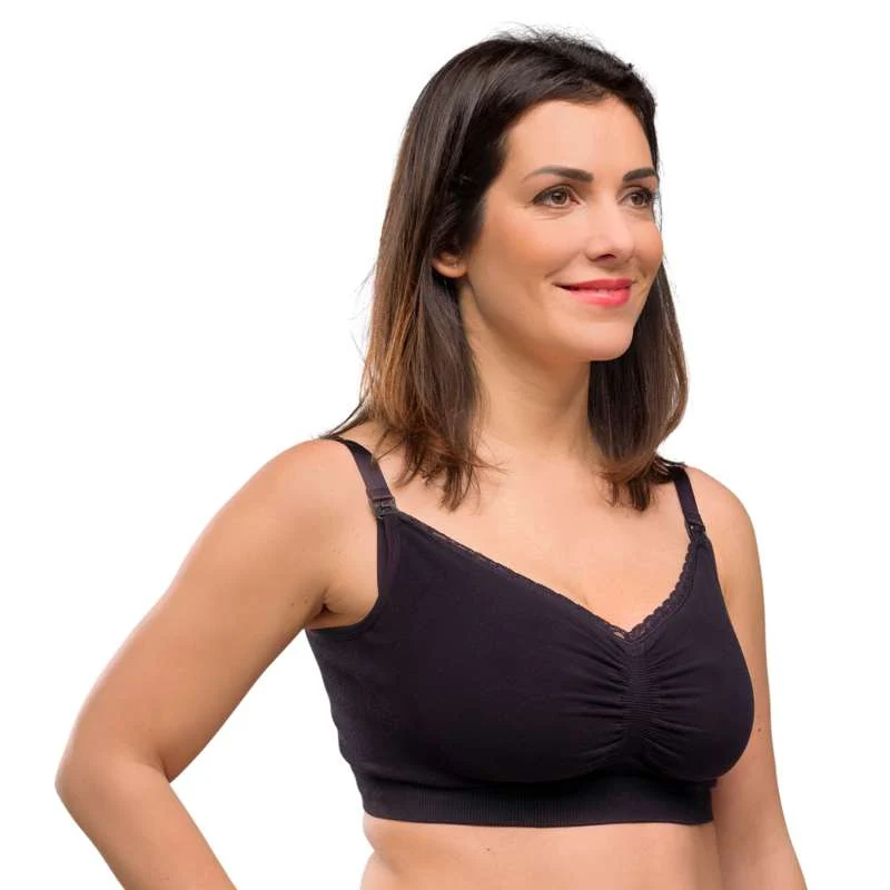 Carriwell New Mum - Seamless Organic Nursing Bra (Black) Medium