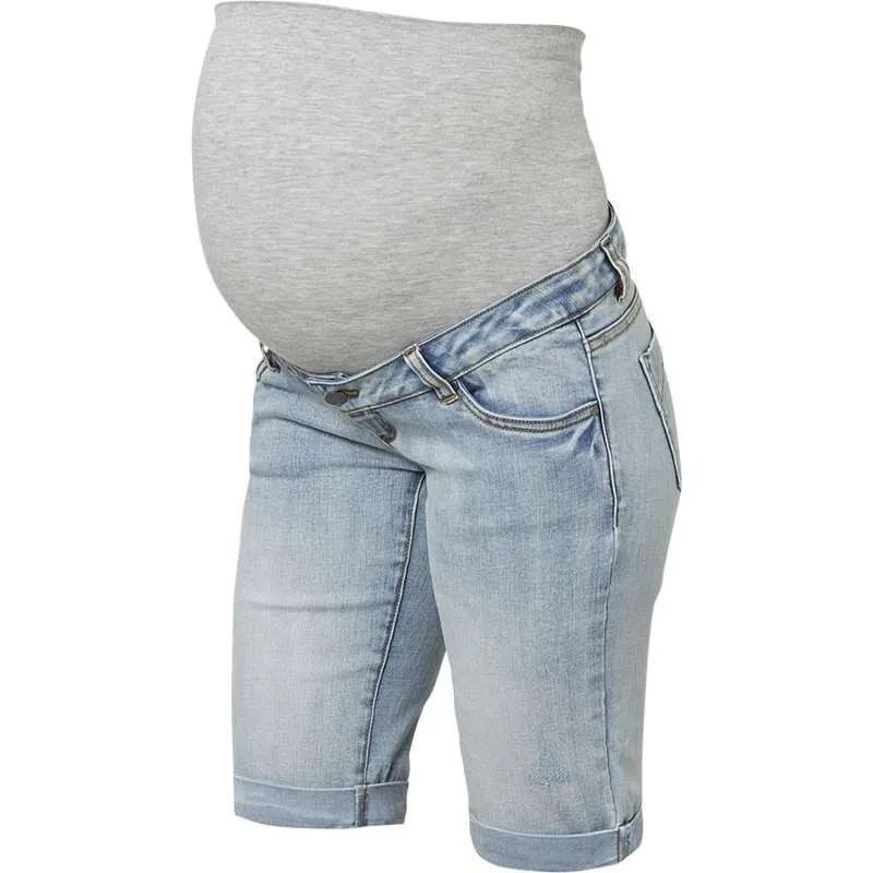 Mamalicious Marbella Slimfit Bermuda Venteshorts - Denimblå 27