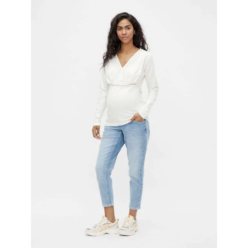 Mamalicious MLEMMA Graviditetstoppe m. Lange Ærmer - 2-pak - Sort/Hvid Xs