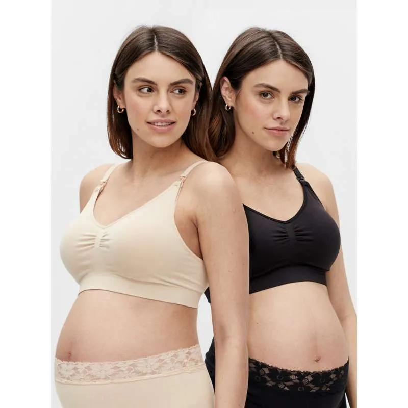 Mamalicious MLILJA Nursing Bra - 2-pack - Black/Mellow Buff