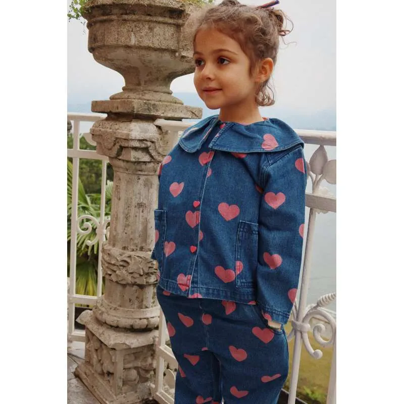 Konges Sløjd Magot Denim Blouse - GOTS - Bon Coeur Pink Cat Lovers