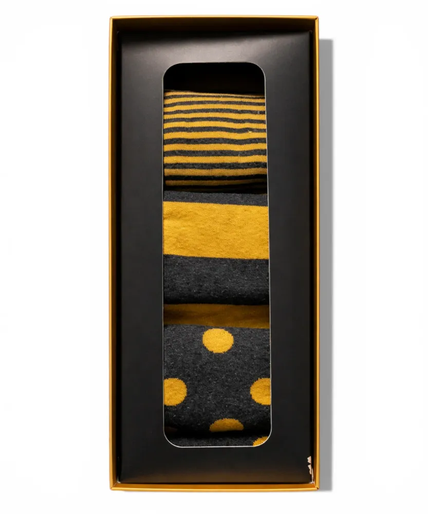 Set 3 men's socks yellow black Alta Milano