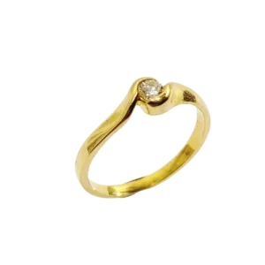 Пръстен Солитер Жълт златен диамант 0.13ct