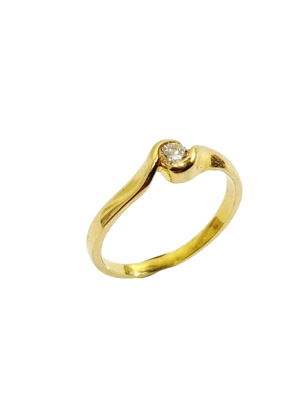 Пръстен Солитер Жълт златен диамант 0.13ct