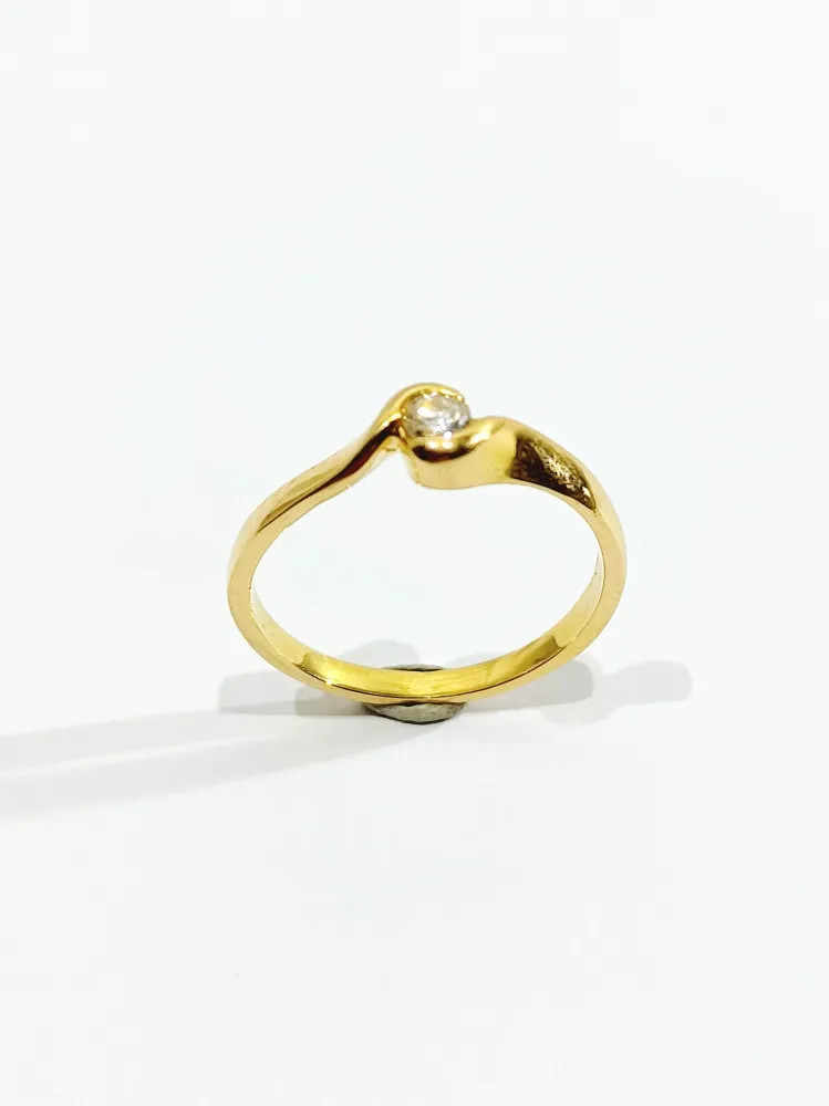Пръстен Солитер Жълт златен диамант 0.13ct