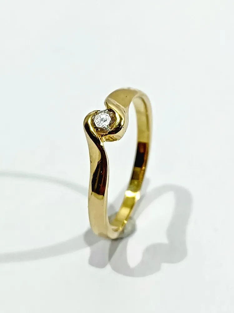 Пръстен Солитер Жълт златен диамант 0.13ct