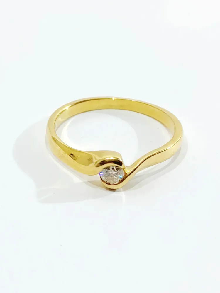 Пръстен Солитер Жълт златен диамант 0.13ct