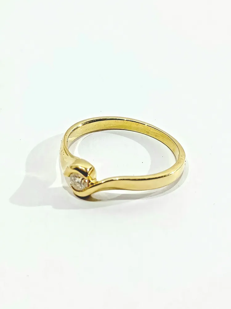 Пръстен Солитер Жълт златен диамант 0.13ct