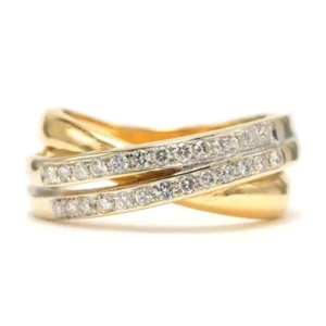 Съвременен пръстен от жълто злато, диаманти (+-0.26ct)