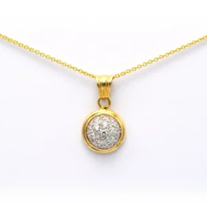 Съвременен медальон от жълто злато, инкрустиран с диаманти (+-0.425ct)