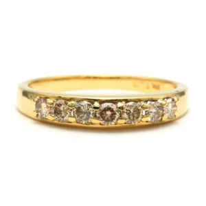 Съвременен пръстен от жълто злато, инкрустиран с диаманти (+-0.47ct)