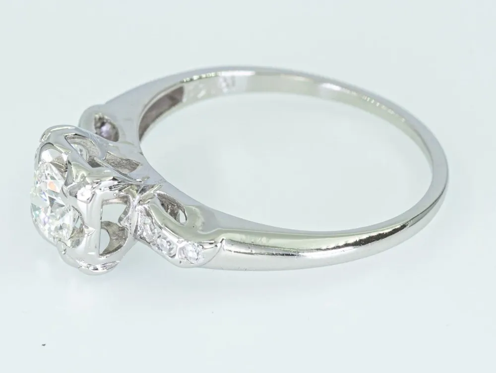 Хало пръстен от 14-каратово бяло злато и диаманти 0,54 ct