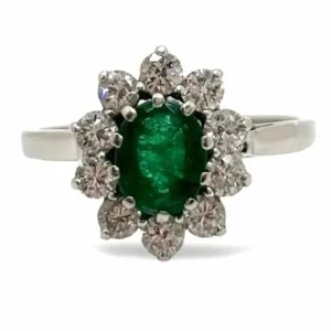 Пръстен от бяло злато с 1 ct изумруд и 0,80 ct диаманти