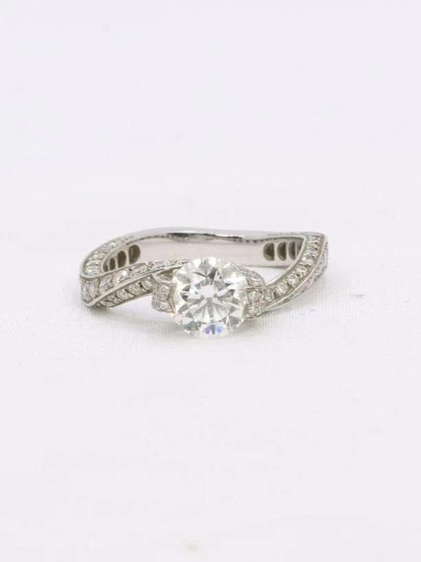 Пръстен Солитер бяло злато с брилянтни диаманти 0,90 ct
