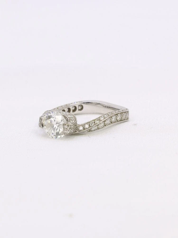 Пръстен Солитер бяло злато с брилянтни диаманти 0,90 ct